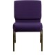 21'' Extra Wide Royal Purple Fabric Stacking Church Chair with 4'' Thick Seat - Gold Vein Frame