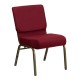 21'' Extra Wide Burgundy Fabric Stacking Church Chair with 4'' Thick Seat - Gold Vein Frame