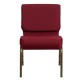 21'' Extra Wide Burgundy Fabric Stacking Church Chair with 4'' Thick Seat - Gold Vein Frame