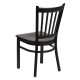 Black Vertical Back Metal Restaurant Chair - Mahogany Wood Seat