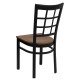 Black Window Back Metal Restaurant Chair - Cherry Wood Seat