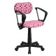 Pink Dot Printed Computer Chair with Arms