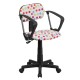 Multi-Colored Dot Printed Computer Chair with Arms