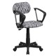 Black and White Zebra Print Computer Chair with Arms