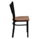 Black Coffee Back Metal Restaurant Chair - Cherry Wood Seat