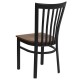 Black School House Back Metal Restaurant Chair - Cherry Wood Seat
