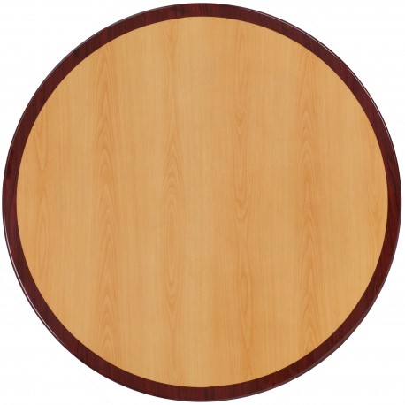 30'' Round Two-Tone Resin Cherry and Mahogany Table Top