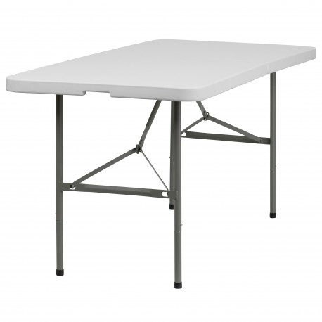 30''W x 60''L Bi-Fold Granite White Plastic Folding Table