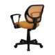 Mid-Back Orange Mesh Task Chair and Computer Chair with Arms
