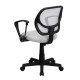 Mid-Back White Mesh Task Chair and Computer Chair with Arms