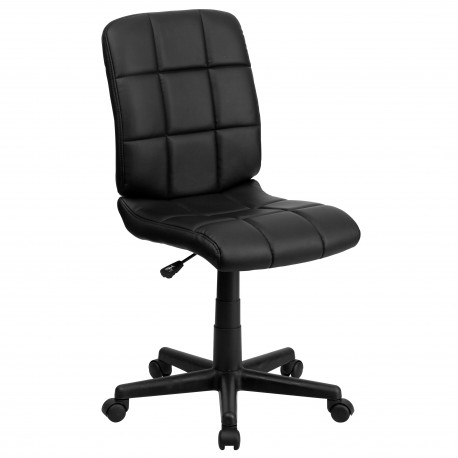Mid-Back Black Quilted Vinyl Task Chair