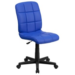 Mid-Back Blue Quilted Vinyl Task Chair