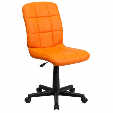 Mid-Back Orange Quilted Vinyl Task Chair
