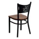 Black Coffee Back Metal Restaurant Chair - Cherry Wood Seat
