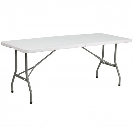 30''W x 72''L Bi-Fold Granite White Plastic Folding Table