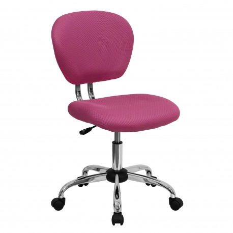 Mid-Back Pink Mesh Task Chair with Chrome Base