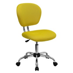 Mid-Back Yellow Mesh Task Chair with Chrome Base
