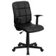 Mid-Back Black Quilted Vinyl Task Chair with Nylon Arms