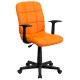 Mid-Back Orange Quilted Vinyl Task Chair with Nylon Arms