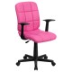 Mid-Back Pink Quilted Vinyl Task Chair with Nylon Arms