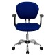 Mid-Back Blue Mesh Task Chair with Arms and Chrome Base
