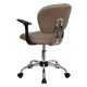 Mid-Back Coffee Brown Mesh Task Chair with Arms and Chrome Base