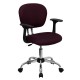 Mid-Back Burgundy Mesh Task Chair with Arms and Chrome Base