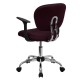 Mid-Back Burgundy Mesh Task Chair with Arms and Chrome Base