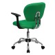 Mid-Back Bright Green Mesh Task Chair with Arms and Chrome Base