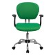 Mid-Back Bright Green Mesh Task Chair with Arms and Chrome Base