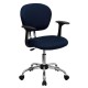 Mid-Back Navy Mesh Task Chair with Arms and Chrome Base