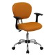 Mid-Back Orange Mesh Task Chair with Arms and Chrome Base