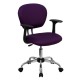 Mid-Back Purple Mesh Task Chair with Arms and Chrome Base