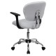 Mid-Back White Mesh Task Chair with Arms and Chrome Base