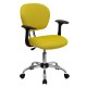 Mid-Back Yellow Mesh Task Chair with Arms and Chrome Base