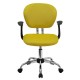 Mid-Back Yellow Mesh Task Chair with Arms and Chrome Base