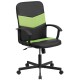Mid-Back Black Vinyl Task Chair with Green Mesh Inserts