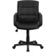 Mid-Back Black Leather Office Chair with Nylon Arms