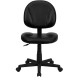 Mid-Back Black Leather Ergonomic Task Chair