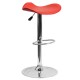 Contemporary Red Vinyl Adjustable Height Bar Stool with Chrome Base