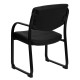 Black Leather Executive Side Chair with Sled Base