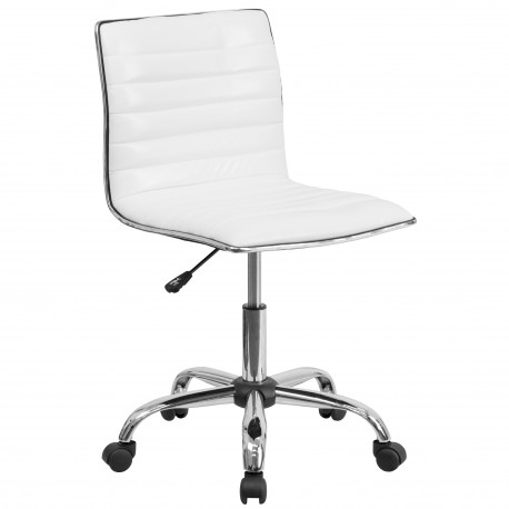 Mid-Back Armless White Ribbed Designer Task Chair