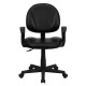 Mid-Back Black Leather Ergonomic Task Chair with Arms