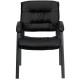 Black Leather Executive Side Chair with Titanium Frame Finish