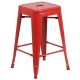 24'' Backless Red Metal Counter Height Stool