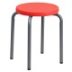 Stackable Stool with Red Seat and Silver Powder Coated Frame