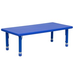 24''W x 48''L Height Adjustable Rectangular Blue Plastic Activity Table