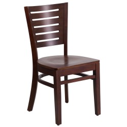 Fervent Collection Slat Back Walnut Wooden Restaurant Chair