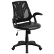 Mid-Back Black Mesh Chair with Leather Seat