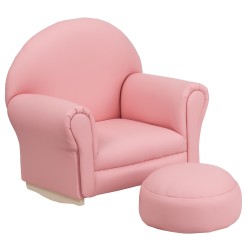 Kids Pink Vinyl Rocker Chair and Footrest